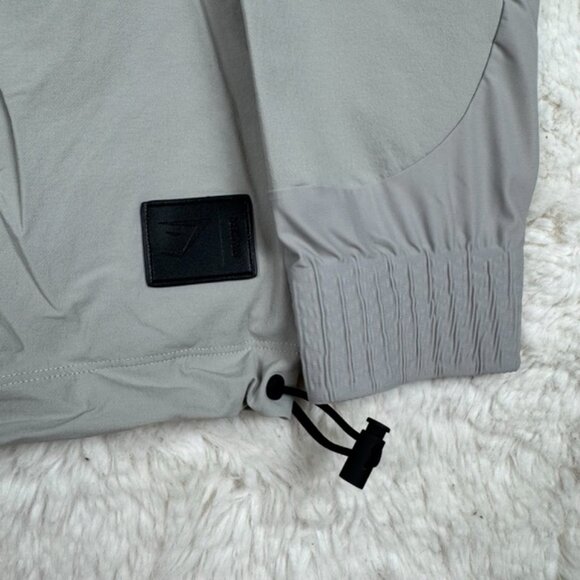 Gymshark Retake Crew Long Sleeve Shirt Taupe Grey Men's Size Small Nylon Gym - Picture 2 of 8